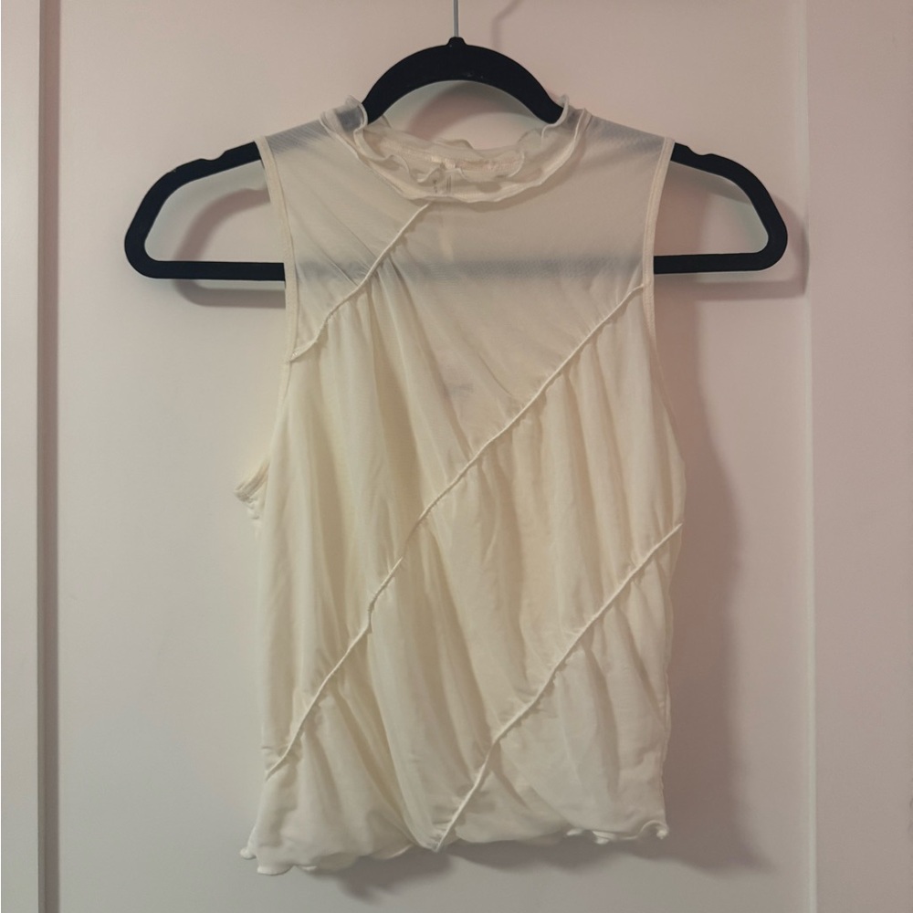 Anthropologie Cream Sleeveless Top